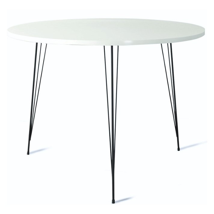 Mesa redonda fabricada en melamina con un acabado en blanco brillante Sandalf Forme