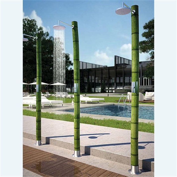 Ducha de jardín monomando o temporizada de 220 cm de alto 12 L Bio Bambú Oasis Star