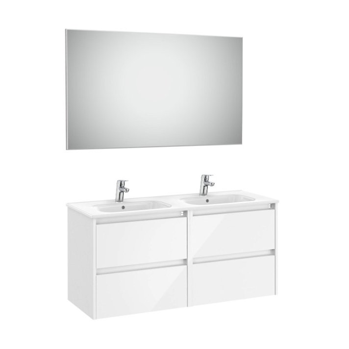 Conjunto de lavabo doble de 120 cm con un acabado en color blanco brillante Tenet Roca