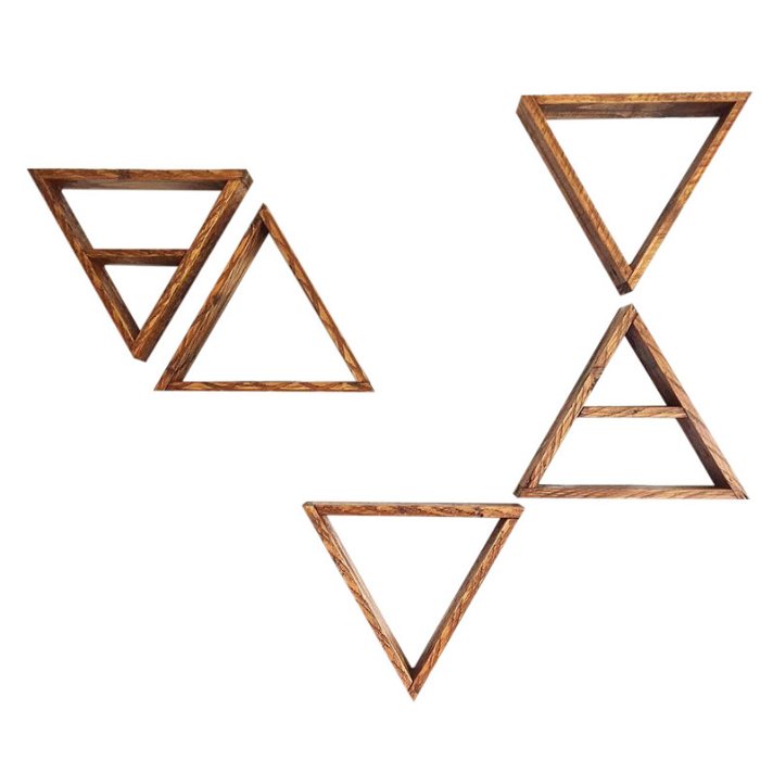 Set di mensole triangolari da parete fabbricate in legno di pino colore naturale Aa Forme