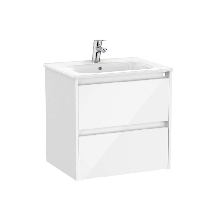 Mueble de baño con lavabo y dos cajones de 60 cm de ancho en color blanco brillante Tenet Roca