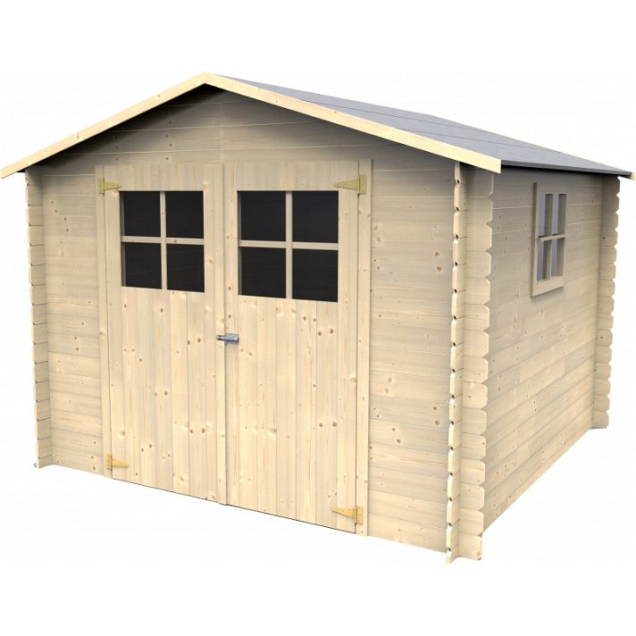 Caseta para exterior de madera de abeto con una puerta y techo aglomerado Mirama Decor Et Jardin