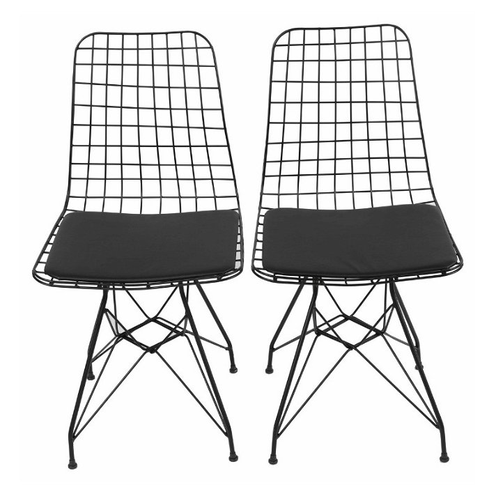 Pack de sillas acolchadas fabricadas en metal y cuero de color negro Minderli Forme
