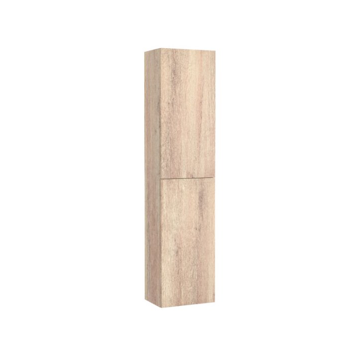 Meuble colonne auxiliaire de salle de bains réversible et suspendu beige bois Extra Roca