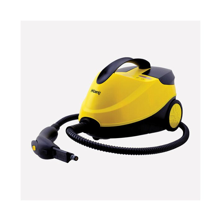 Limpiadora escoba a vapor en color amarillo y negro con una potencia de 2000W Hkoenig