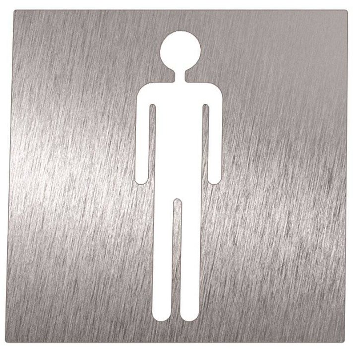 Señal con pictograma de hombre para baños elaborada en acero inoxidable pulido Timblau