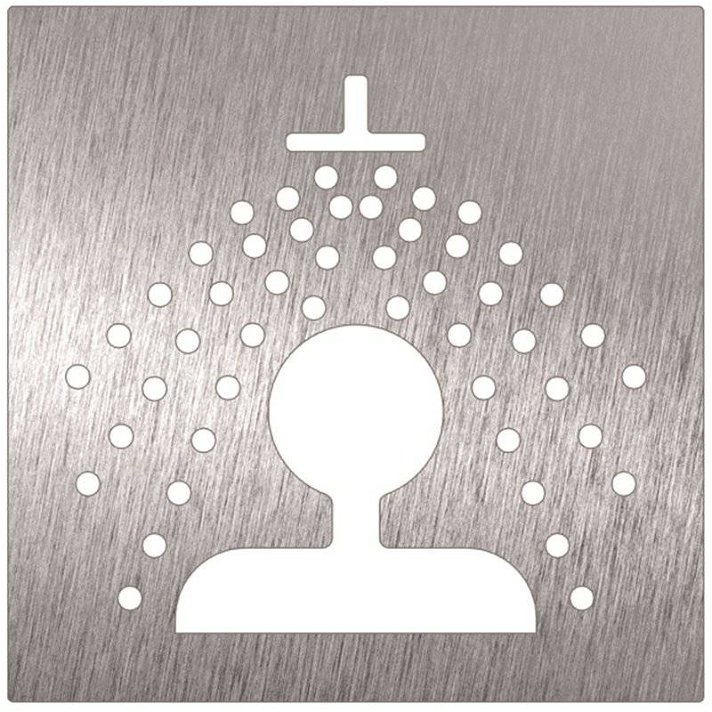 Señalización de ducha para baños con adhesivo fabricada en acero inoxidable Timblau