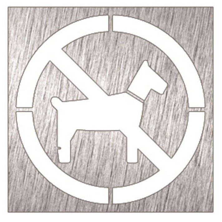 Señal de prohibido animales fabricado en acero inoxidable de 12 cm con acabado pulido Timblau