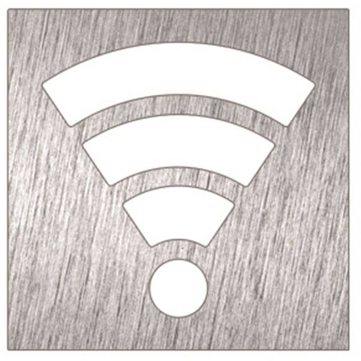 Señalización de zona wifi fabricada en acero inoxidable de 12 cm con acabado pulido Timblau