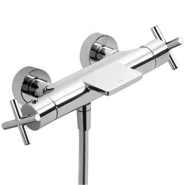 Grifo de bañera-ducha termostática con manetas bimando en cruz de acabado cromo ECO Max-Tres