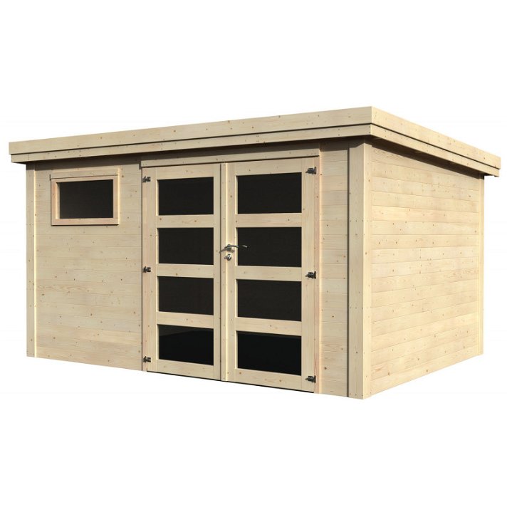 Caseta para exterior con paneles pre montados de madera y techo en pendiente Paolo Decor Et Jardin