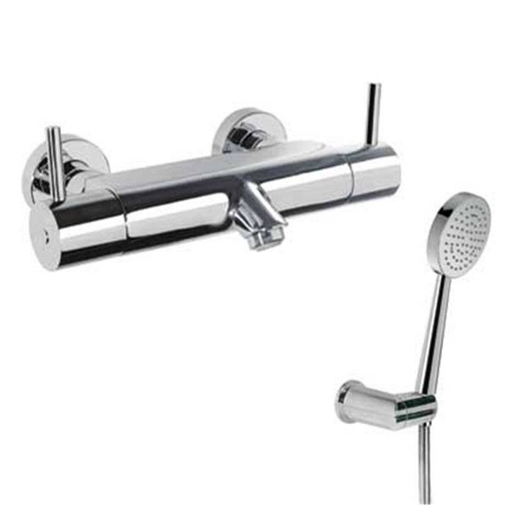 Grifo de bañera-ducha termostática bimando con manetas de acabado cromado ECO Loft-Tres