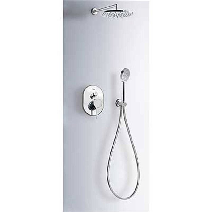 Kit de douche avec robinet mitigeur à encastrer avec support pour pommeau de douche en laiton chromé Alplus TRES