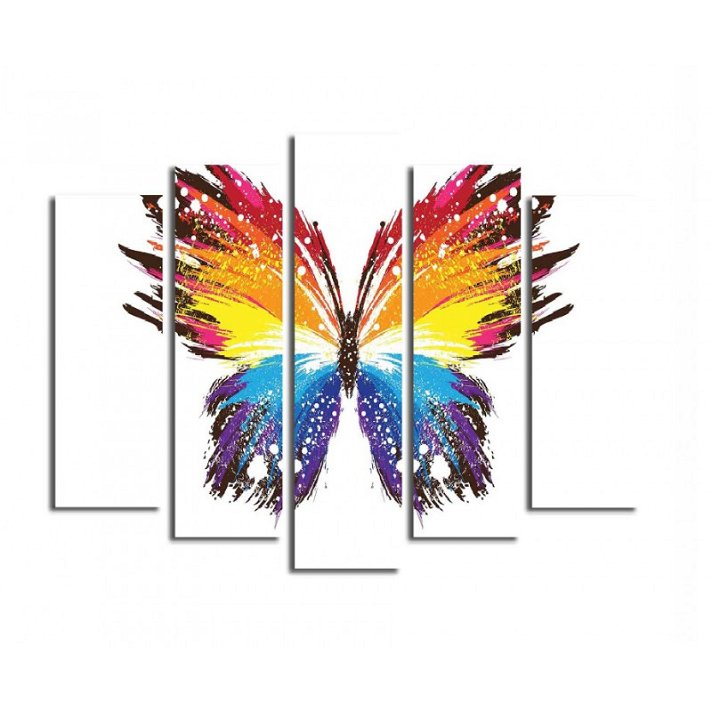 Cuadro de 5 partes de mariposa arcoíris Patk Forme