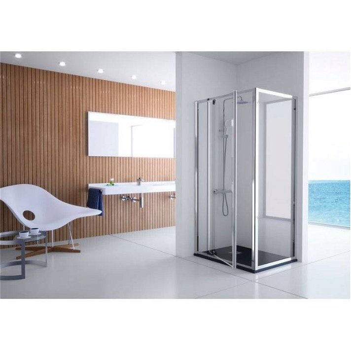 Pare-douche avec porte rabattable de 195 cm fabriqué en verre trempé TR503 Kassandra