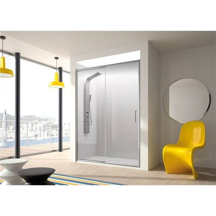 Mampara puerta corredera para ducha de 190 cm de cristal templado con perfil de aluminio Bel-la BL607 Kassandra