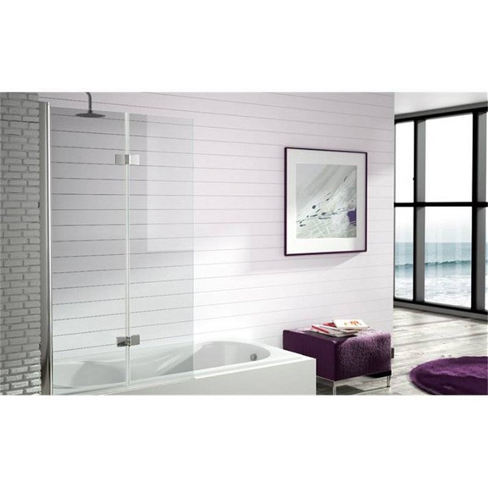 Box doccia per vasca da bagno da 2 pannelli pieghevoli e da un profilo anodizzato argento lucido TR573 Kassandra