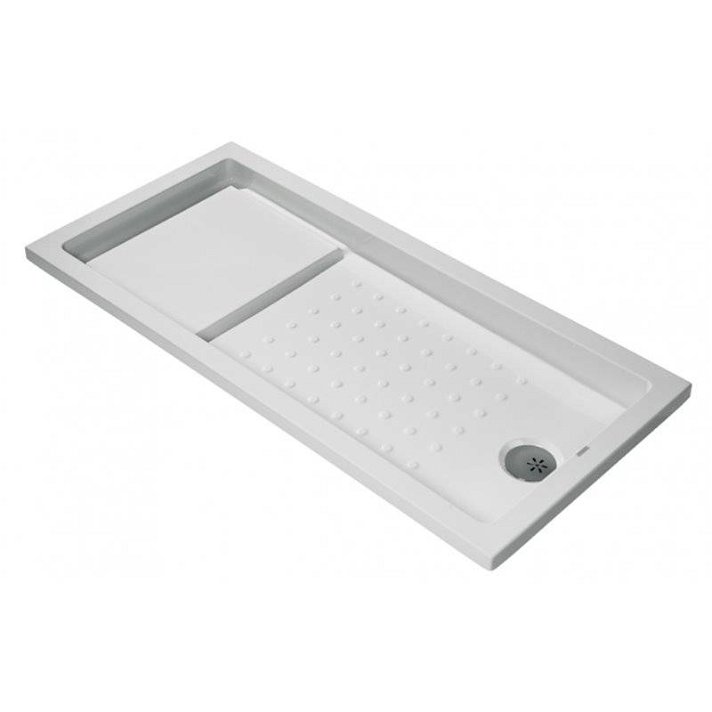 Plato de ducha para encastrar de 170 cm hecho en acrílico con un acabado en color blanco Strado Unisan