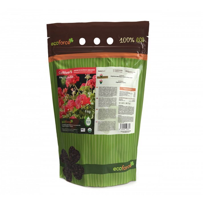 Abono ecológico para geranios granulado y ecológico disponible en 5 y 20 kg Cultivers