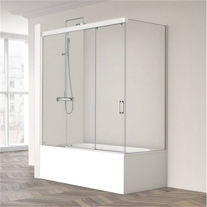 Box doccia per vasca da 150 cm in vetro temperato con finitura opzionale Nell 216 Profiltek