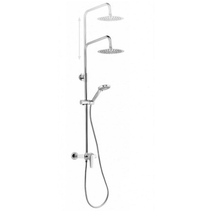 Conjunto de ducha monocomando con soporte flexo ducha fija y teleducha superior Basic CABEL