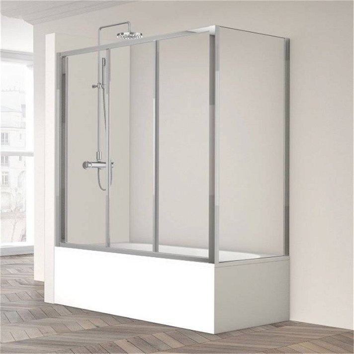 Box doccia per vasca da 150 cm con tre pannelli in acrilico o vetro temperato Ecodux 210 e 290 Profiltek