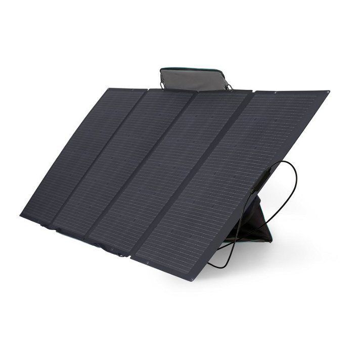 Panel solar de diseño portátil con una potencia nominal de 400 W en color negro EcoFlow