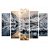 Cuadro de 5 partes estilo canvas de paisaje de montañas nevadas y lago Natpat Forme