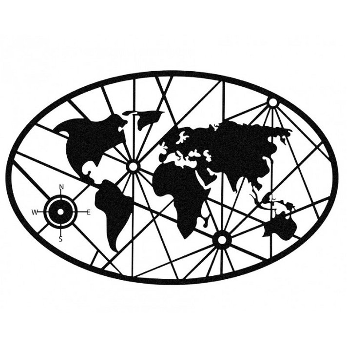 Cuadro de pared con motivo de mapa del mundo 70x45 cm hecho de metal negro Forme