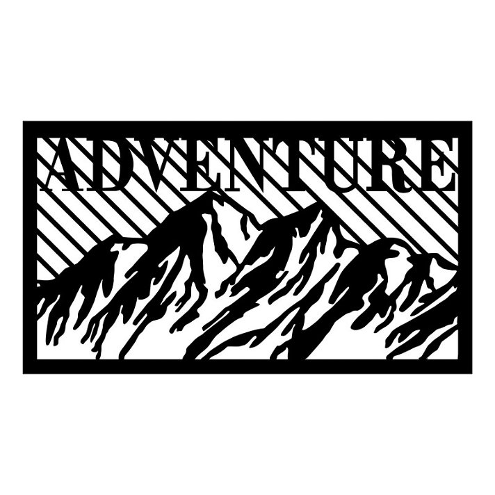 Decoración para pared de montañas con la palabra Adventure de metal 100x57x0.15 cm negro Forme