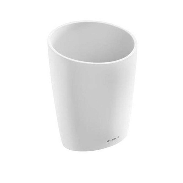 Copo móvel para duche ou lavatório de design minimalista e elegante de cor branco suave Saku Cosmic