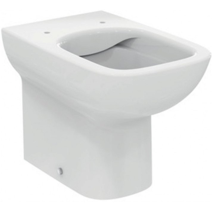 WC au mur réservoir haut avec abattant recouvrant blanc brillant Rimless + i life A Ideal Standard