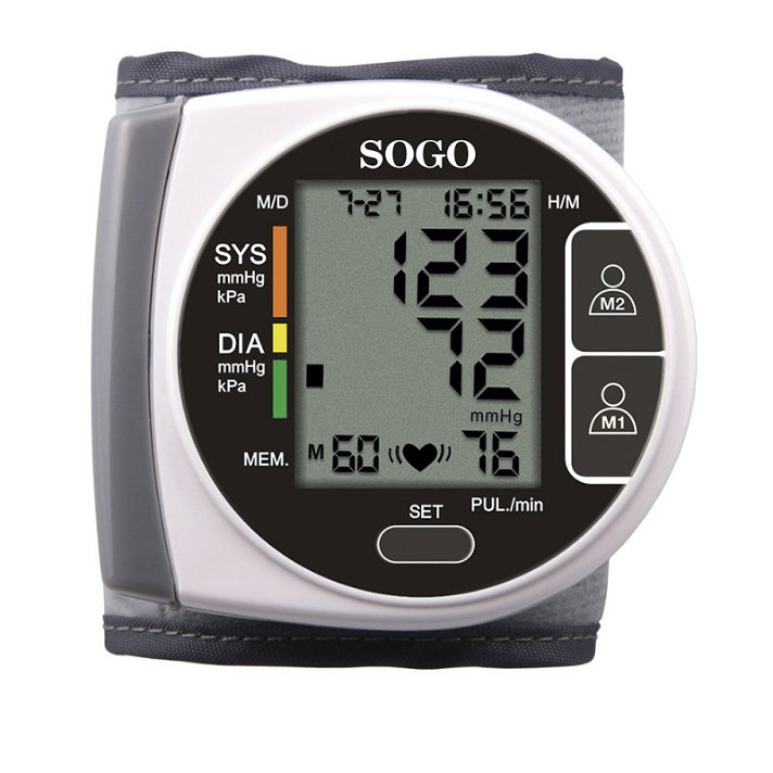 Tensiomètre automatique digital au poignet avec écran LCD et mémoire interne Sogo
