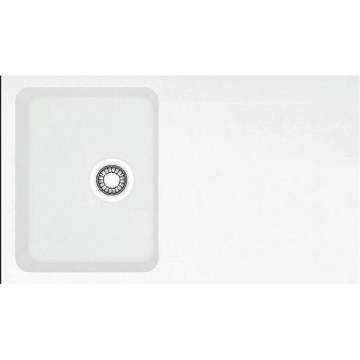 Fregadero de cocina fabricado con tectonita color blanco con un seno y escurridor 94x51 cm Franke