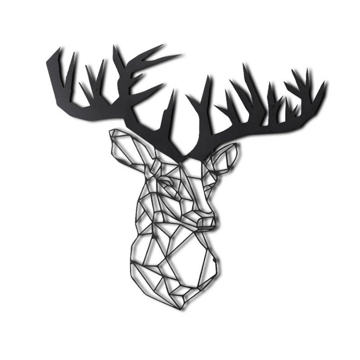 Decoración para pared de ciervo minimalista en metal de 72x75x0.2 cm negro Stag XL Forme