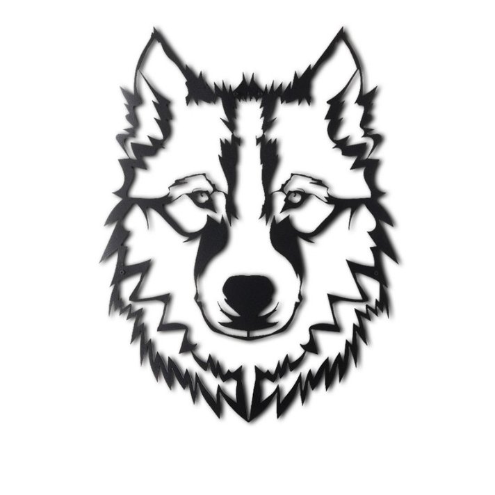 Decoración para pared de lobo minimalista en metal de 70x92x0.2 cm negro Wolf XL Forme