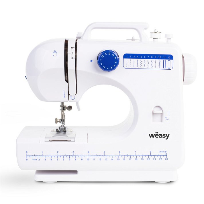 Máquina de coser de 12 puntadas 7.2W de potencia con acabado en color blanco Wëasy