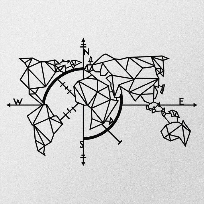 Decoración para pared de planisferio con diseño moderno geométrico hecha de metal World Map Forme