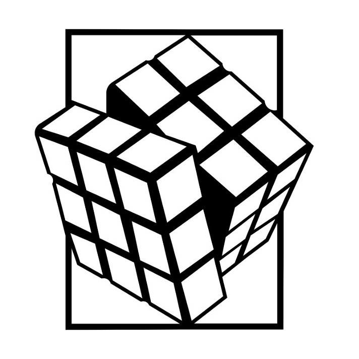 Decoración para pared con diseño de cubo Rubik hecho en metal de color negro Rubik Forme