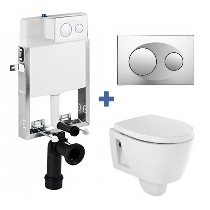 Wand-WC-Set mit Unterputz-Spülkasten und Betätigungsplatte Easy von Unisan