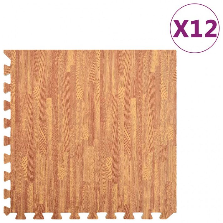 Esterilla de suelo con 12 piezas de goma eva que cubre un área de 4,32 m² estampado madera Vida XL