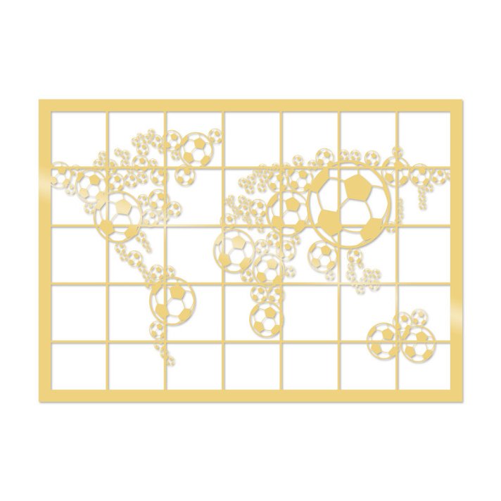 Decoración para pared rectangular de mapamundi de balones en metal de 80x57x0.15 cm dorado Ball Forme