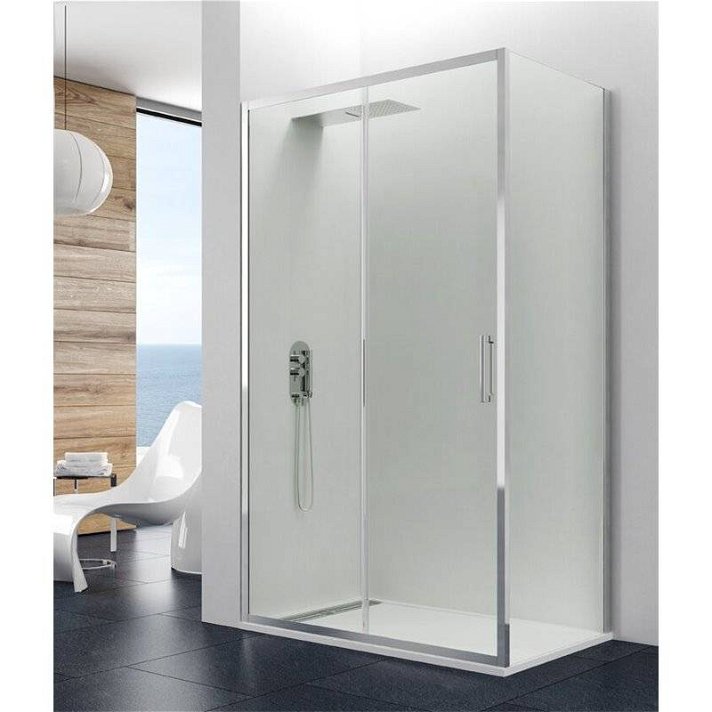 Painel angular de duche com 1 porta de correr fabricado em vidro temperado de segurança de 8 mm PRESTIGE - GME