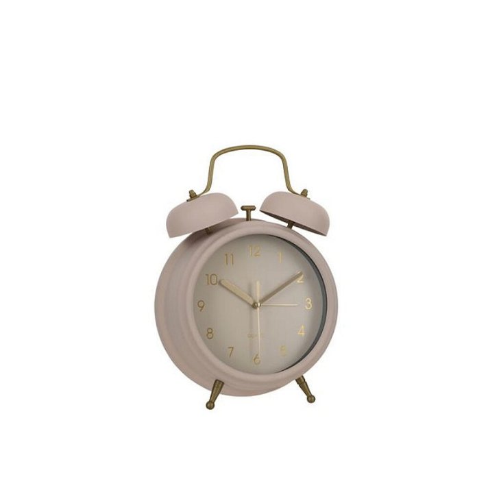 Reloj despertador de diseño clásico de 27 cm rosa pastel y dorado Viveros Murcia