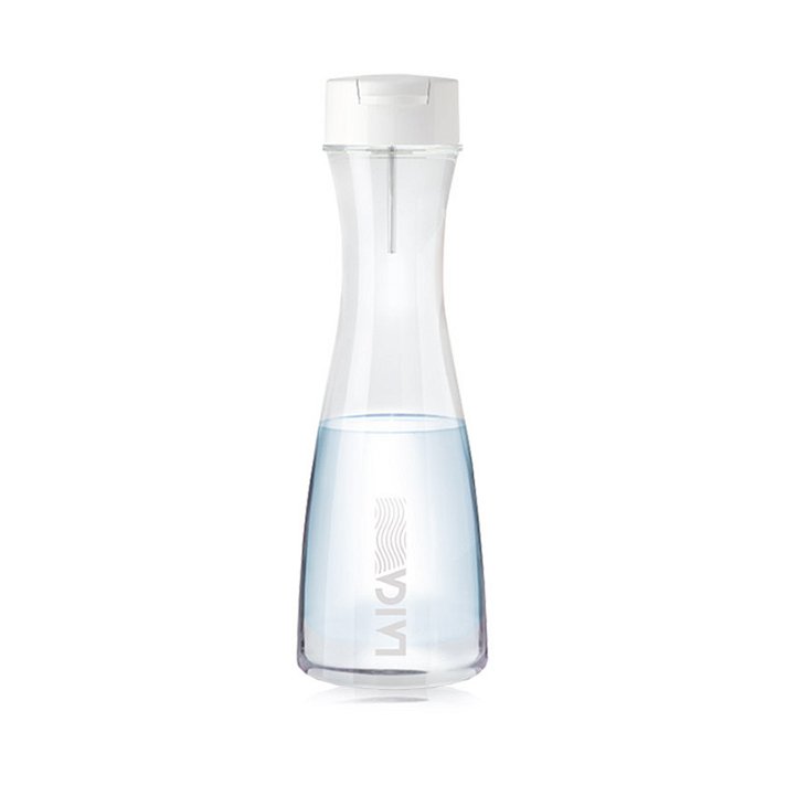 Botella de filtración instantánea de vidrio con tapa blanca de 1,1 litro GlasSSmart Laica