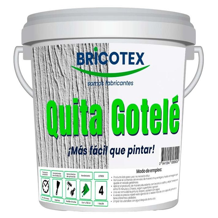 Eliminador de pinturas decapante gelatinoso en bote de 4 o 15 litros Quita Gotelé Bricotex