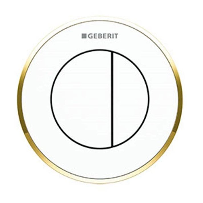 Pulsante Geberit10 bianco dorato cassetta 8 cm Geberit