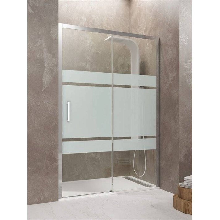Painel frontal de duche de 1 porta de correr fabricado em vidro com serigrafia AKTUAL - GME