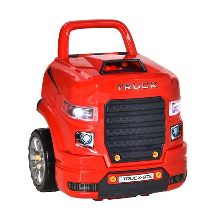 Motor de camión infantil con múltiples piezas para una simulación realista en color rojo Homcom