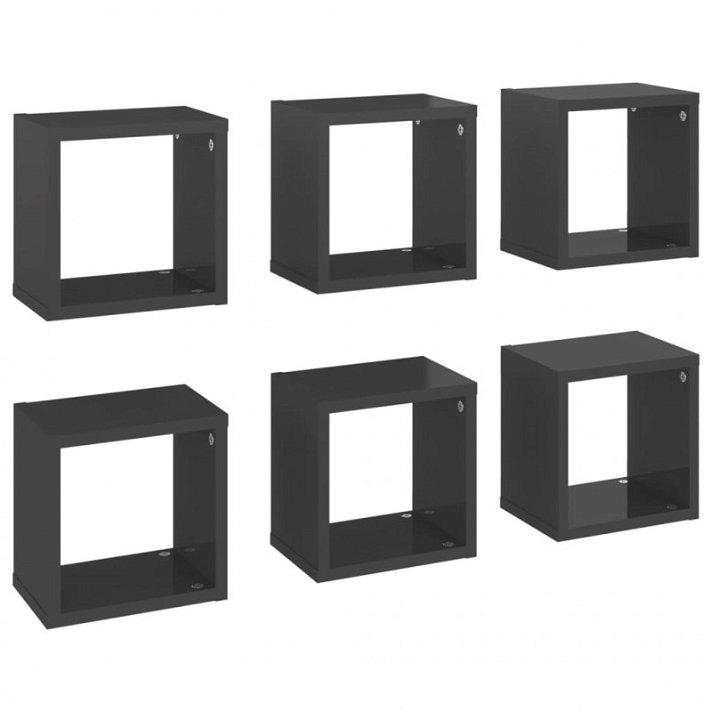 Mensole da parete a forma di cubo 6 pezzi in grigio lucido 22x15x22 cm Vida XL